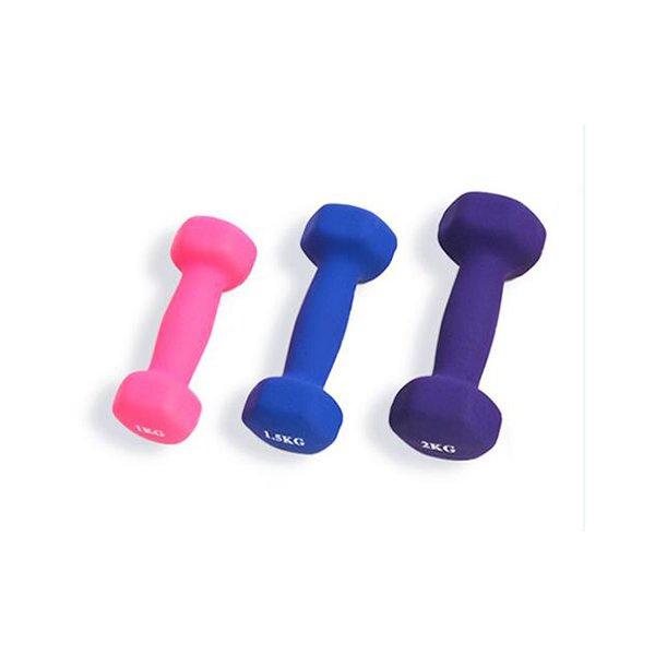 彩色六角形氯丁橡膠塗層啞鈴