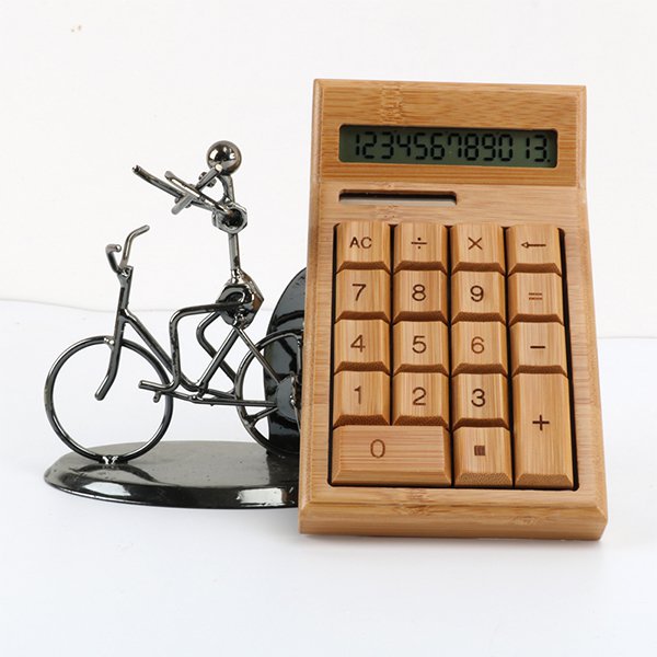 環保自然12位數太陽能竹製計算機