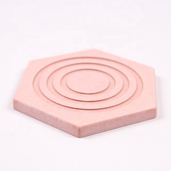 六角形3圈凹槽珪藻土吸水杯墊
