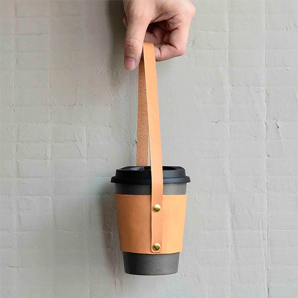 簡約時尚飲料提袋-PU皮革飲料杯套