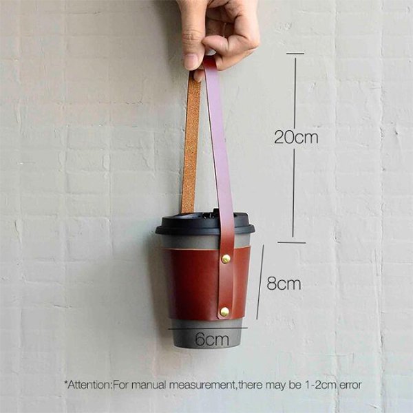 簡約時尚飲料提袋-PU皮革飲料杯套