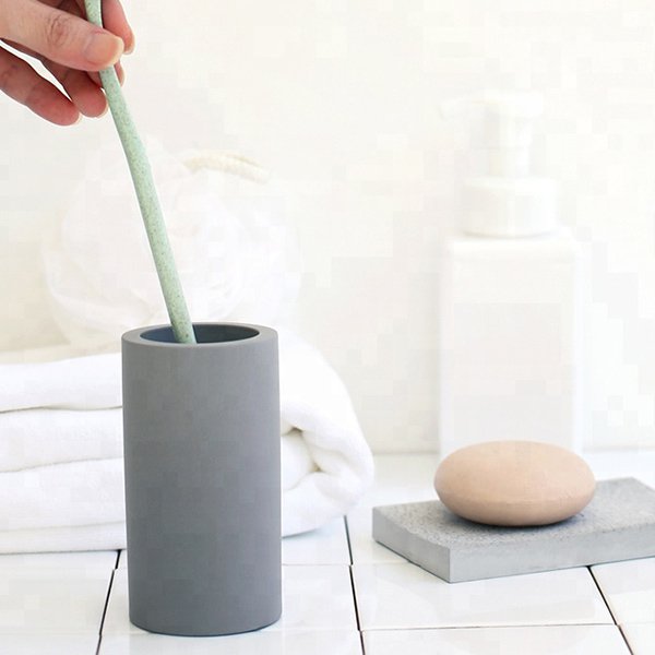 圓柱彩色矽藻土牙刷架-大