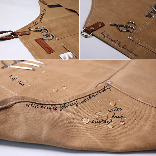 掛脖款過蠟帆布美容師圍裙