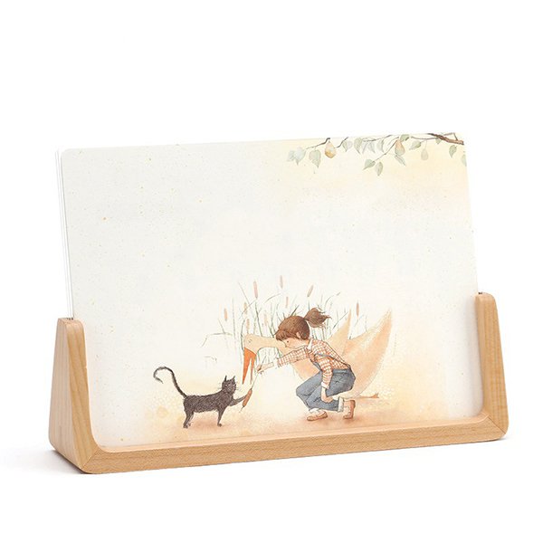 6吋U型相框-櫸木桌曆座