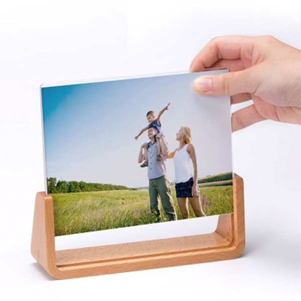 6吋U型相框-櫸木桌曆座