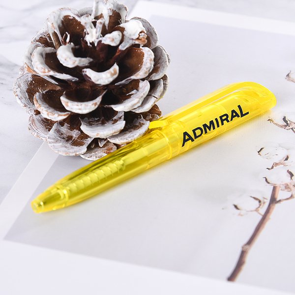 旋轉式塑料單色筆-透明短筆桿