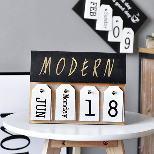 現代紙卡式木製萬年曆