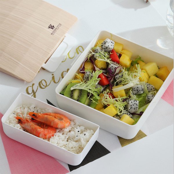 仿木紋分隔便當盒