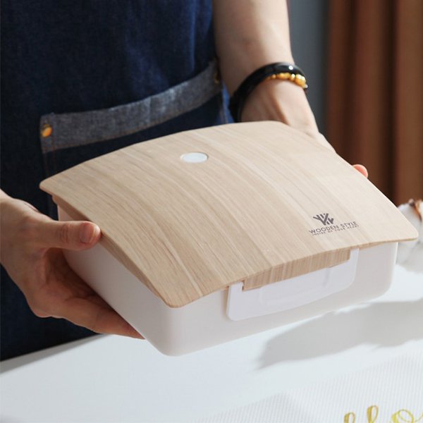 仿木紋分隔便當盒