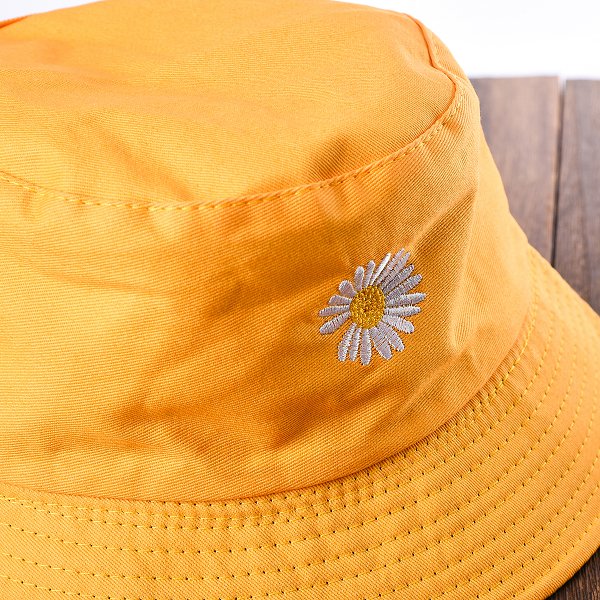 雙面戴棉製漁夫帽-雙面電繡