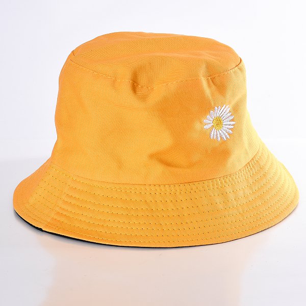 雙面戴棉製漁夫帽-雙面電繡