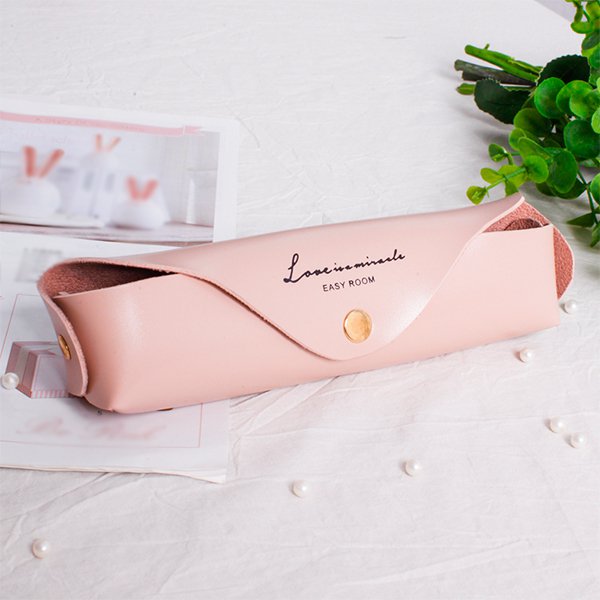 簡約皮革金屬扣筆袋