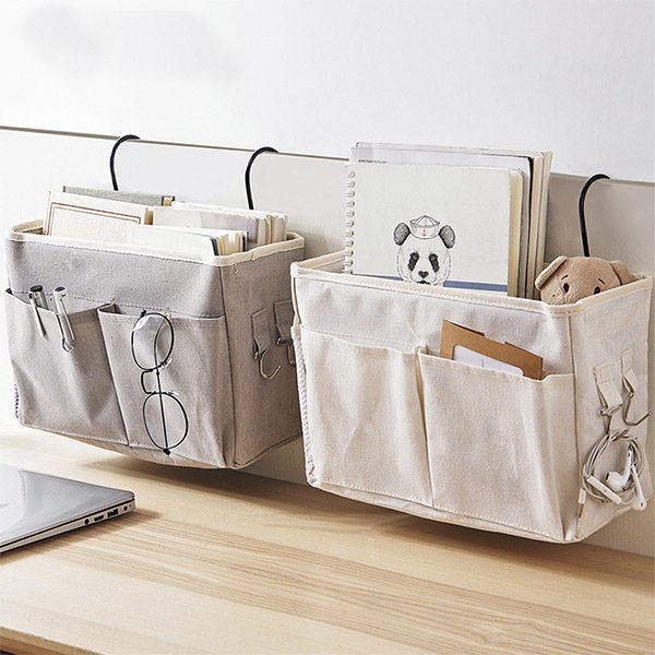 帆布懸掛式床邊收納袋