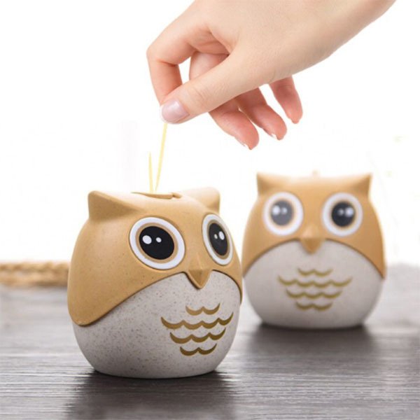 貓頭鷹造型牙籤盒