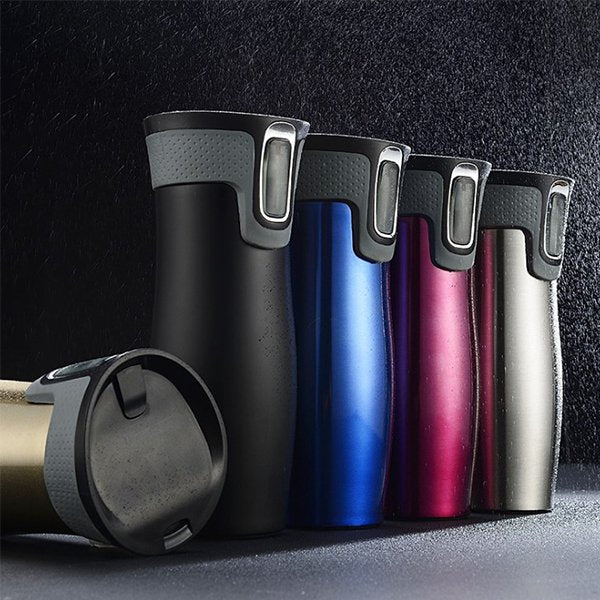 450ml按壓式真空不鏽鋼旅行杯