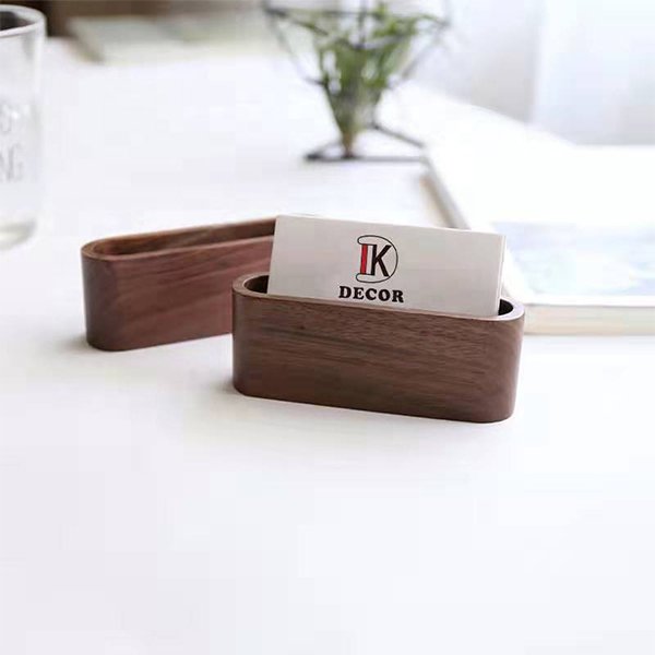 質感圓角木製名片盒