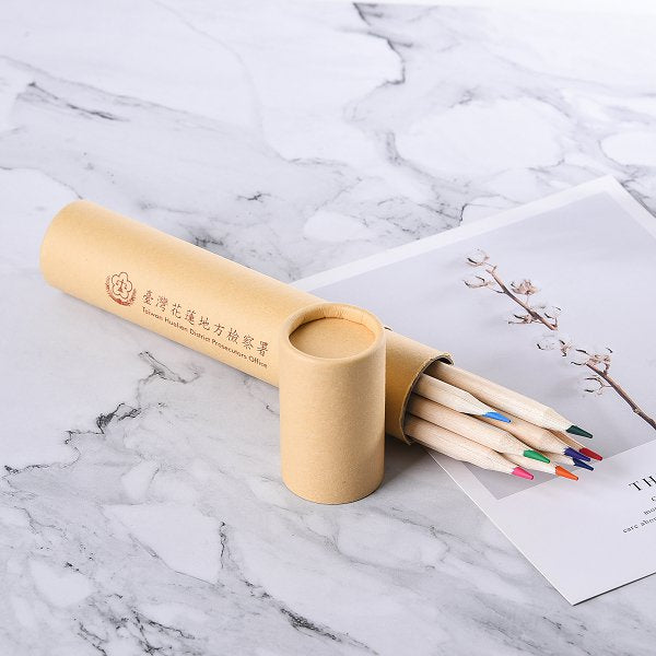 彩色鉛筆-牛皮紙圓筒廣告印刷禮品