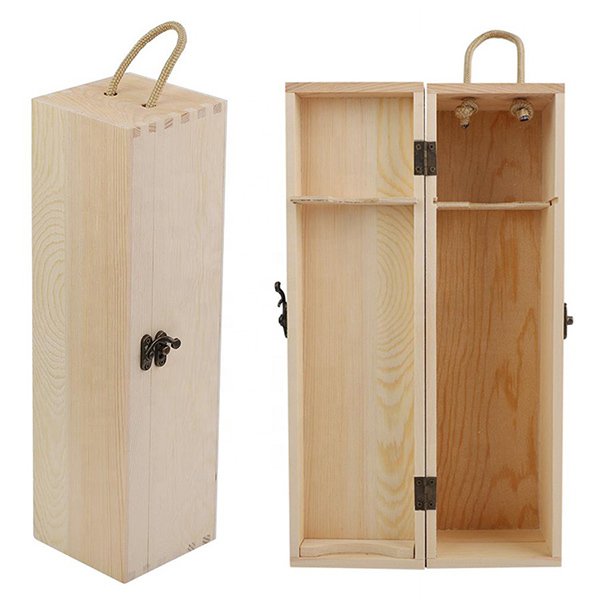 掀蓋式手提單支紅酒松木禮盒