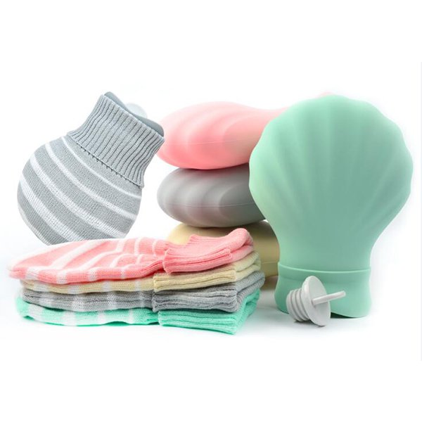 彩色貝殼造型熱水袋-附針織套