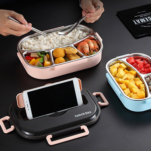 單層3格不鏽鋼餐盒-附餐具