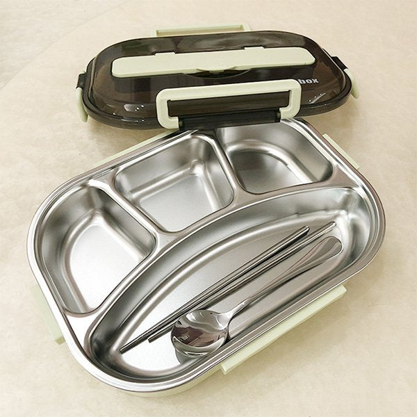 單層3格不鏽鋼餐盒-附餐具