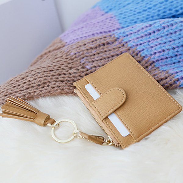 流蘇鑰匙圈卡片夾-PU皮革卡夾