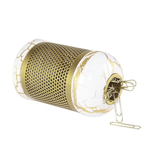 大理石紋磁性迴紋針收納器