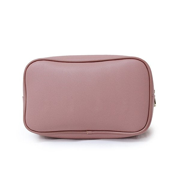 粉色質感拉鍊PVC透明盥洗包