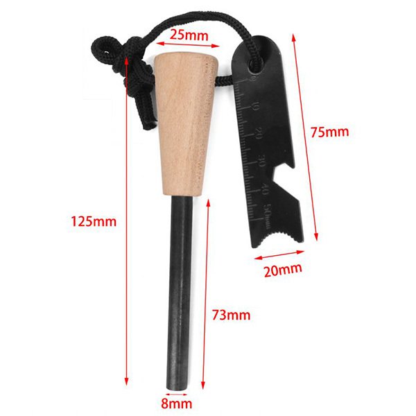 3合1多功能掛繩木製打火石