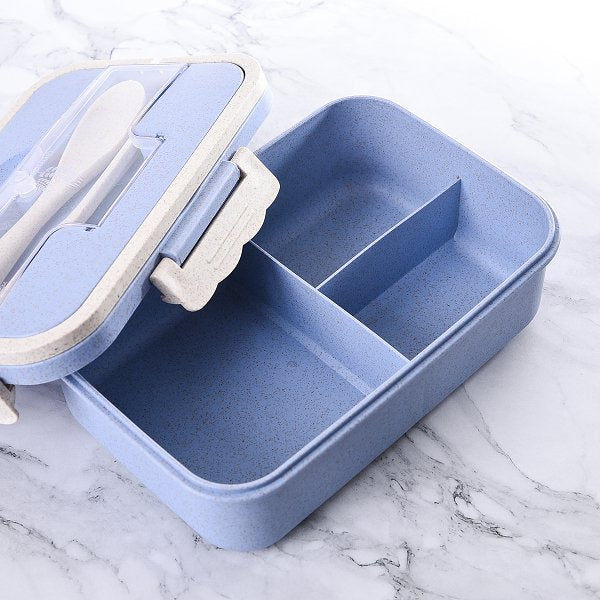 單層3格小麥秸稈餐盒-手提款附餐具