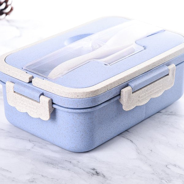 單層3格小麥秸稈餐盒-手提款附餐具