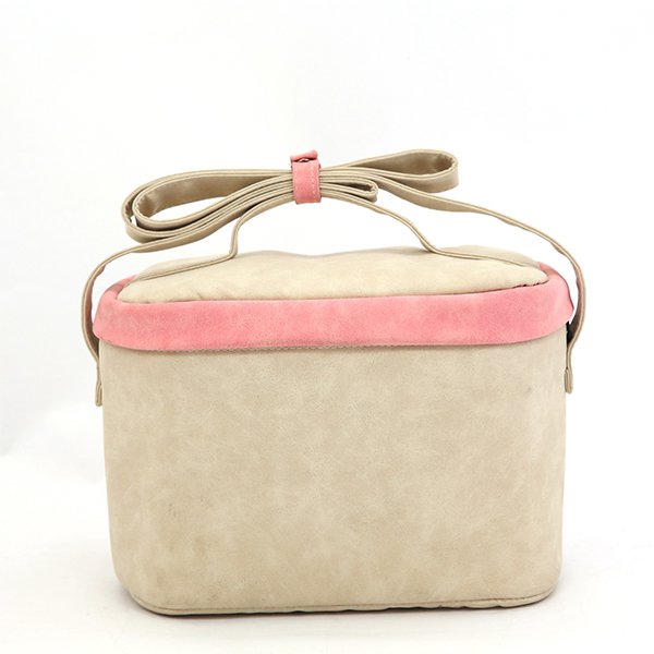 復古可肩背便當袋-PU皮革保冷袋