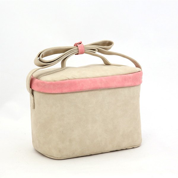 復古可肩背便當袋-PU皮革保冷袋