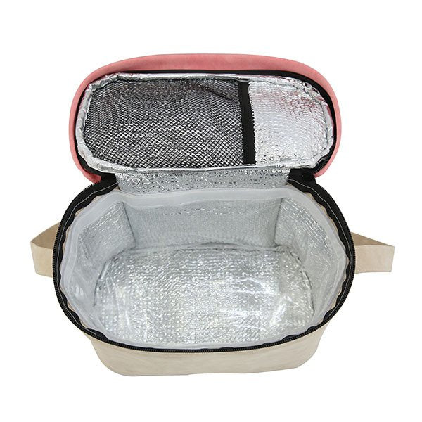 復古可肩背便當袋-PU皮革保冷袋