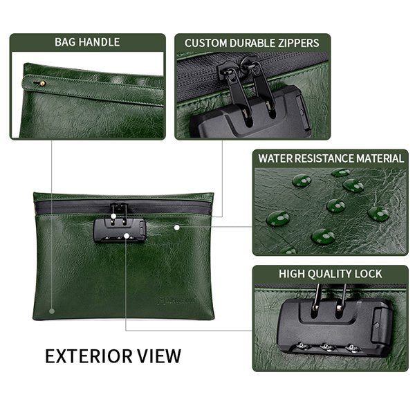 防水防臭密碼鎖PU皮革手拿包