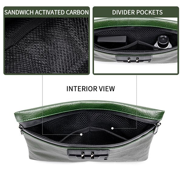 防水防臭密碼鎖PU皮革手拿包