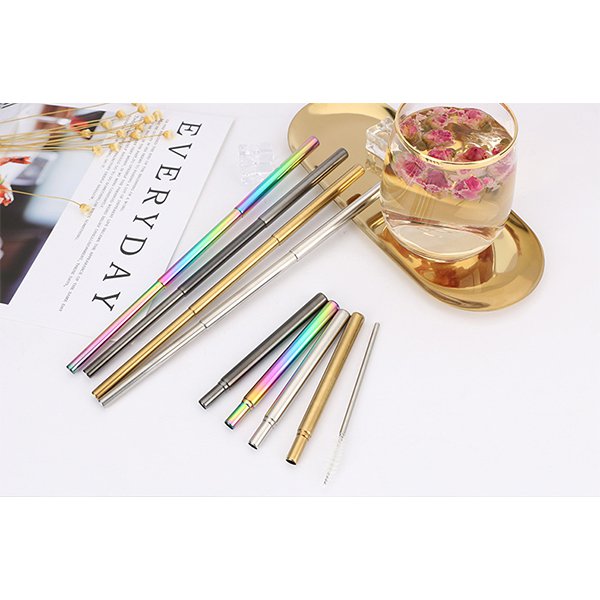 多功能304不銹鋼伸縮吸管+開瓶器