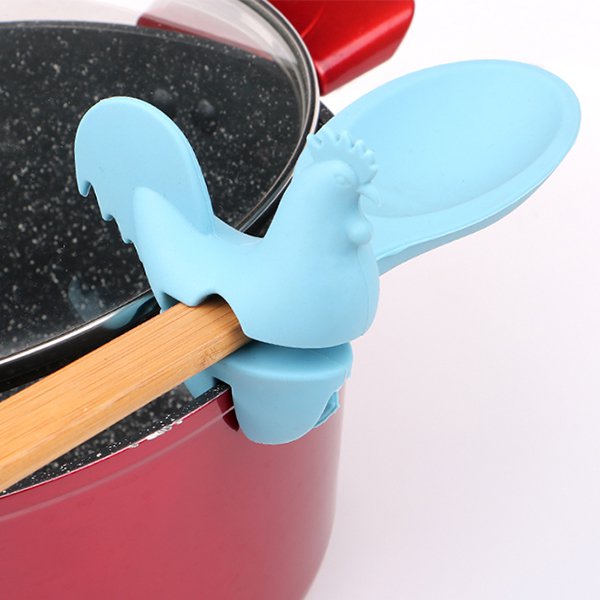 矽膠公雞造型防溢鍋蓋湯勺架
