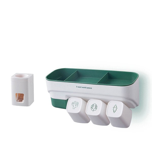 浴室牙刷雜物收納架-附擠牙膏器