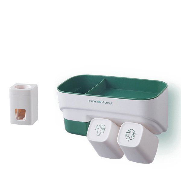浴室牙刷雜物收納架-附擠牙膏器