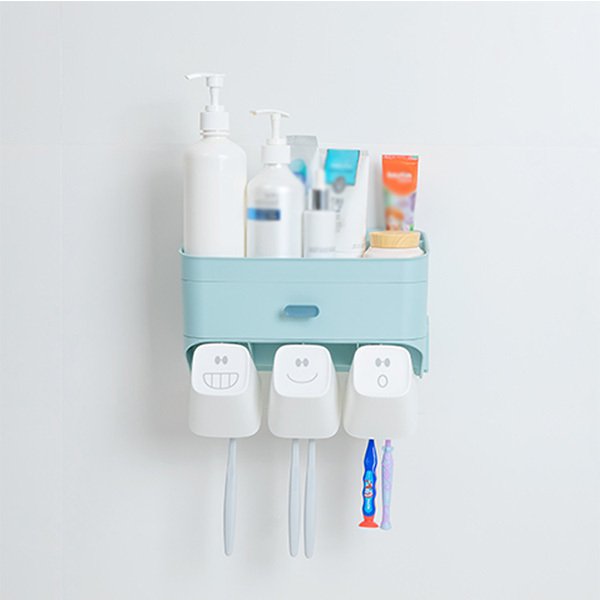 浴室牙刷收納架附漱口杯