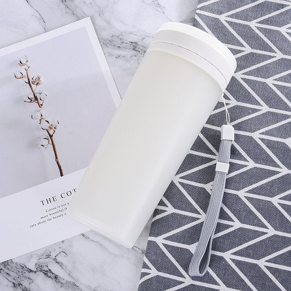 霧面塑膠附提繩隨身水杯