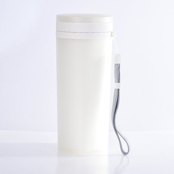 霧面塑膠附提繩隨身水杯