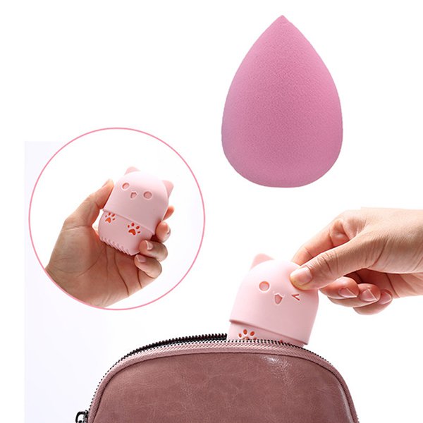 矽膠美妝蛋收納盒-貓咪造型