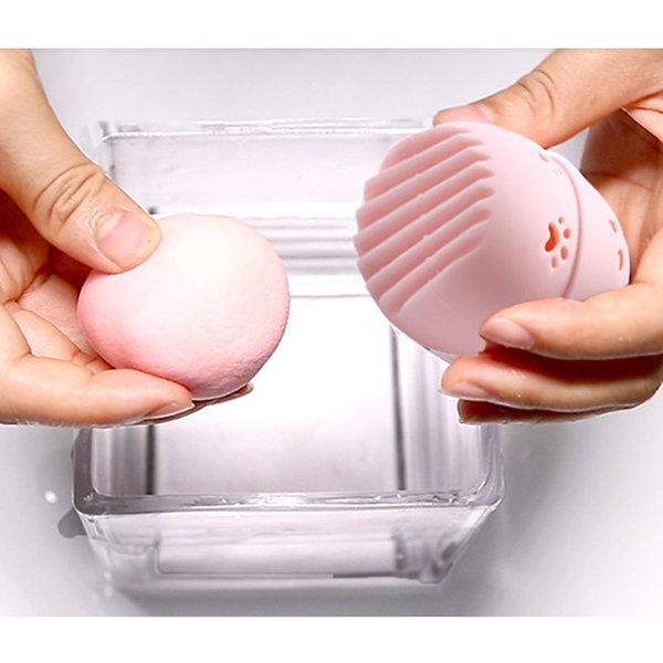 矽膠美妝蛋收納盒-貓咪造型