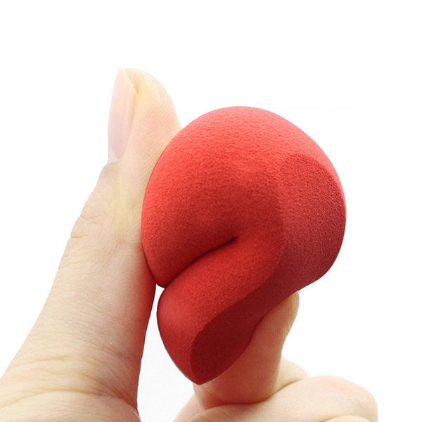 PU美妝蛋-水滴造型-透明愛心塑料盒