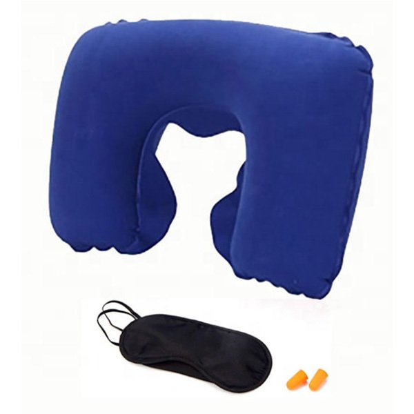 U型輕量充氣PVC植絨頸枕