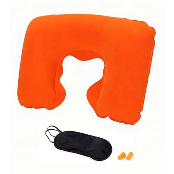U型輕量充氣PVC植絨頸枕