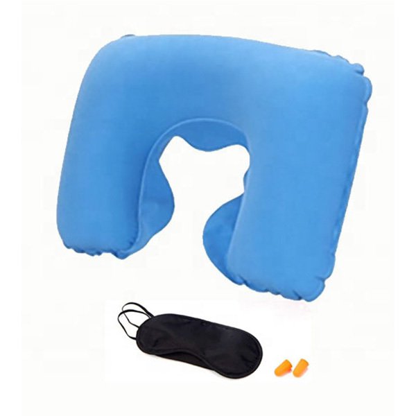 U型輕量充氣PVC植絨頸枕