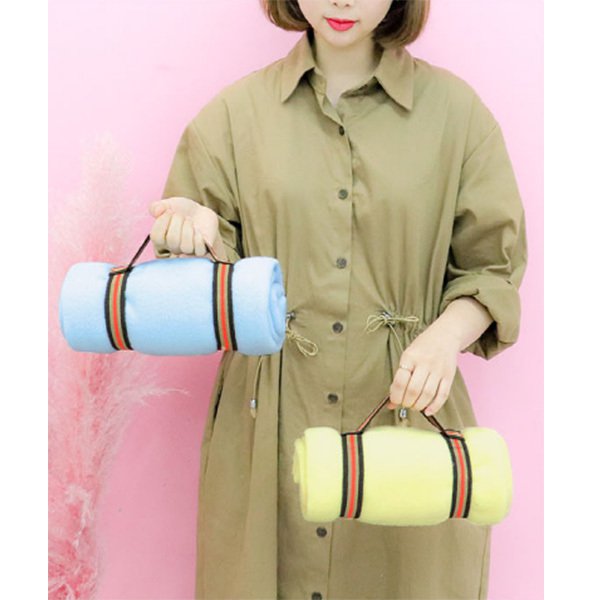 基本款素色可收納搖粒絨空調毯